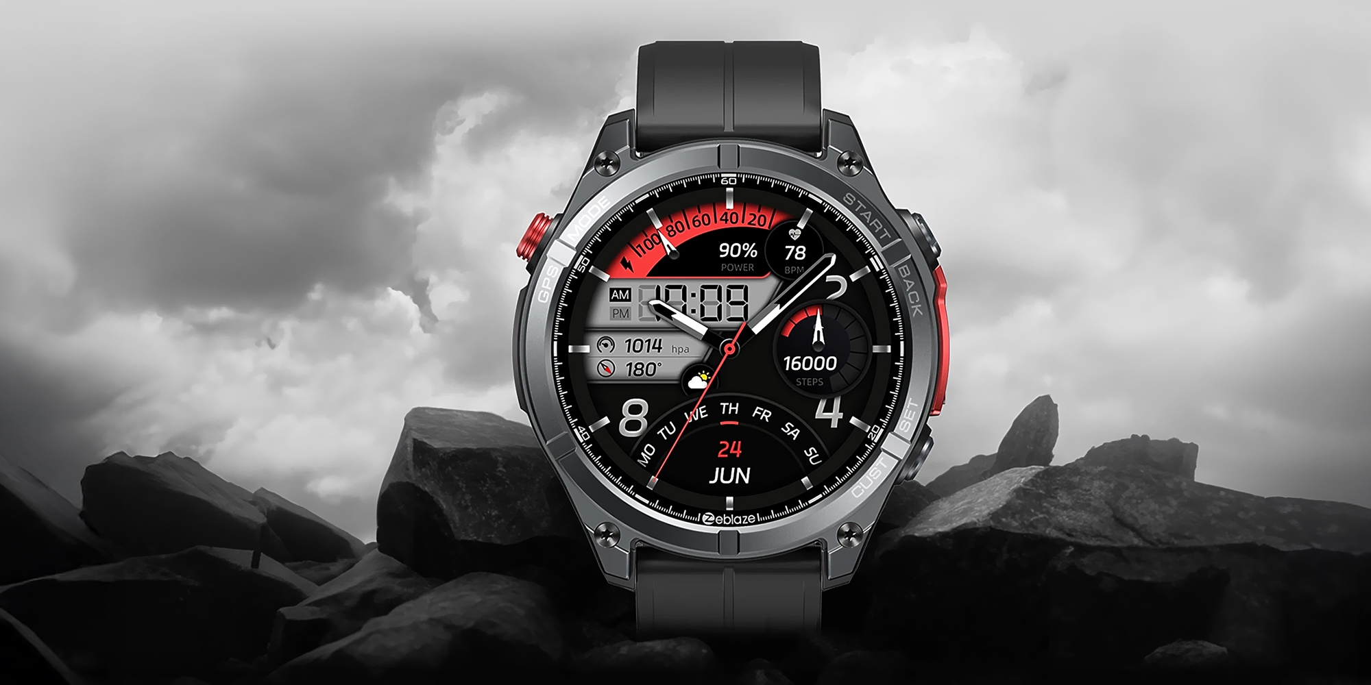 width=100% Smartwatch Zeblaze Stratos 4 - pomarańczowy